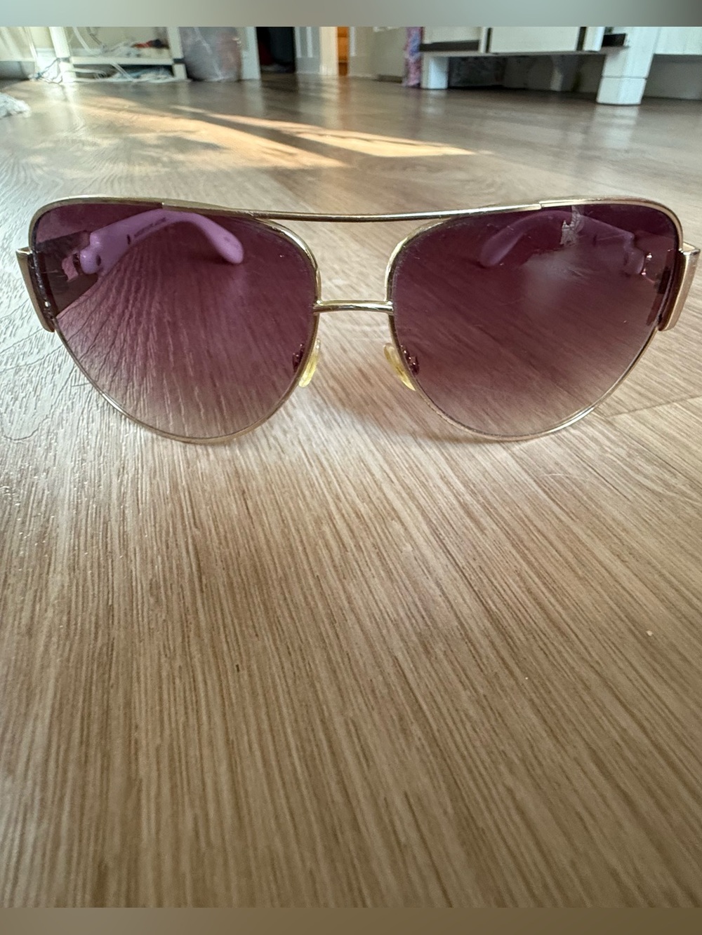 Marc by Marc Jacobs Women's Gold Aviator Sunglasses with Pink Gradient Lenses